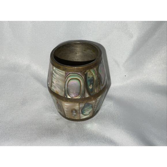 VTG VINTAGE TAXCO ABLONE MOTHER OF PEARL INLAY SHOT GLASS MADE IN MEXICO - Picture 2 of 6